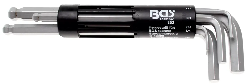 Mega-Angebot Winkelschlüssel-Satz lang Innensechskant / Innensechskant mit Kugelkopf 2 - 10 mm 8-tlg.