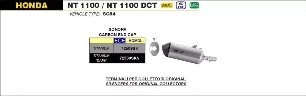 Kracherpreis Arrow SONORA Endschalldämpfer Titan Schwarz passend für Honda NT 1100 / DCT 22-