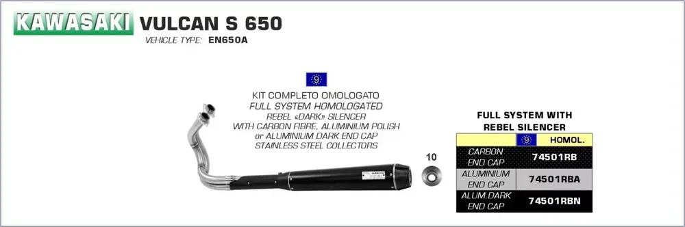 Arrow Komplettanlage 2 1 Rebel Aluminium Schwarz passend für Kawasaki Vulcan S 650 Wochenendangebot