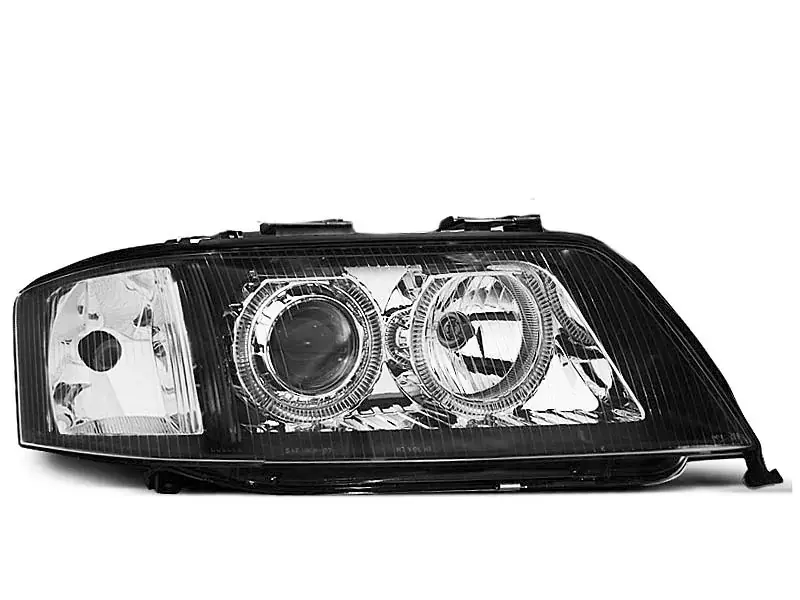 Markenware Scheinwerfer Angel Eyes schwarz passend für Audi A6 05.97-09.99