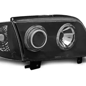 Versand Am Gleichen Tag Scheinwerfer Angel Eyes schwarz passend für VW Polo 6N2