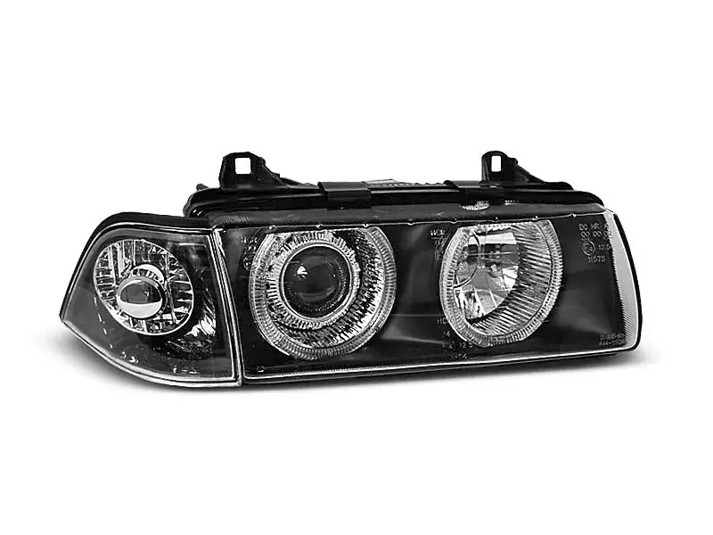 Ausverkauf Scheinwerfer Angel Eyes schwarz passend für BMW E36 12.90-08.99 Coupé Cabrio