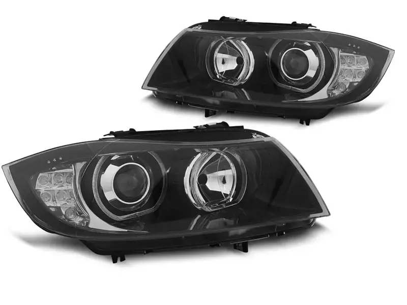 Günstig Angel Eyes LED Scheinwerfer schwarz passend für BMW E90 / E91 03/2005–2011