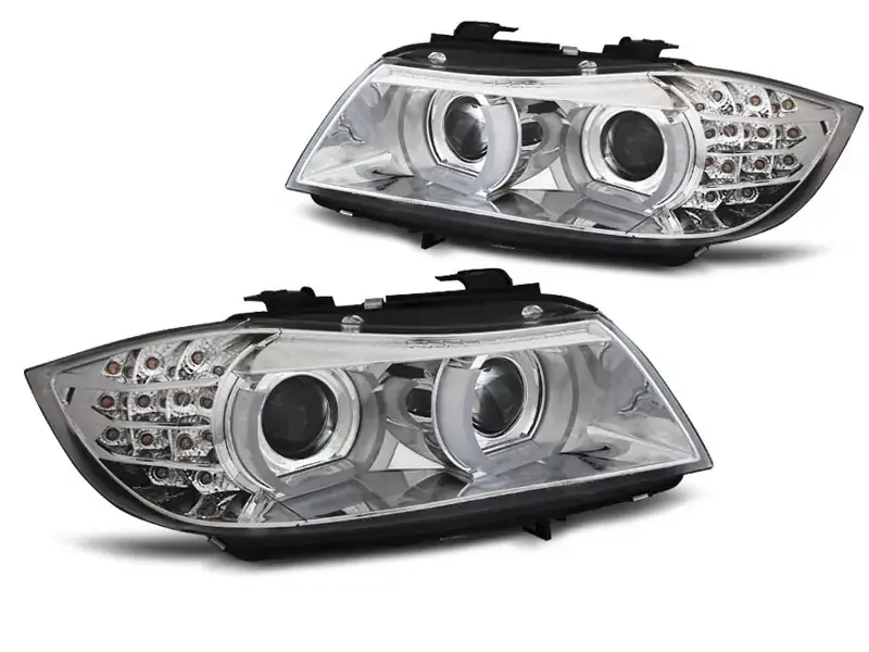 Super-Preis Xenon Scheinwerfer Angel Eyes LED DRL chrom passend für BMW E90 / E91 09-11