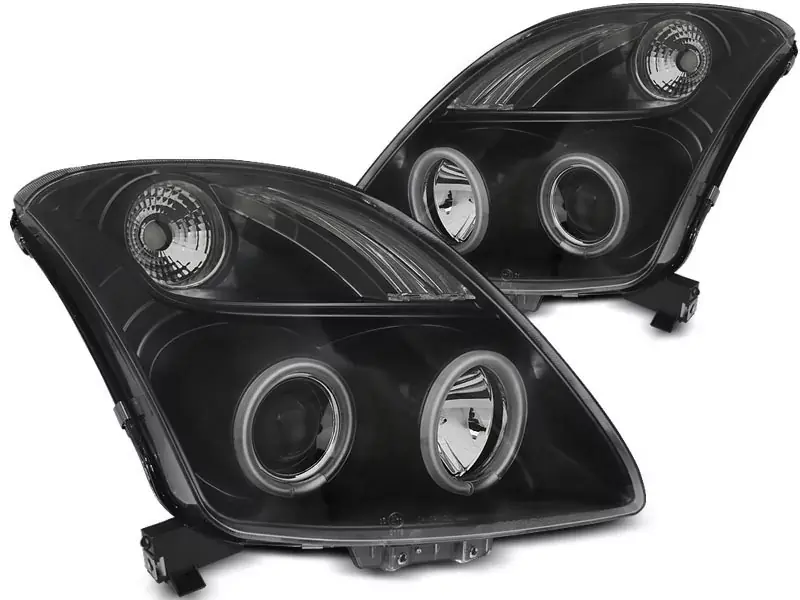 Markenprodukt Scheinwerfer Schwarz CCFL Angel Eyes passend für Suzuki Swift 05.05-10