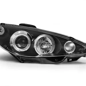 Zertifiziert Scheinwerfer Angel Eyes Black passend für Peugeot 206 10.98-02