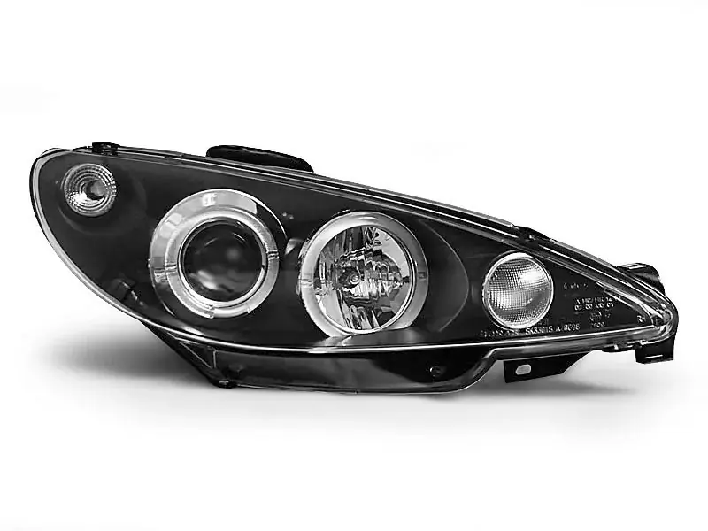 Zertifiziert Scheinwerfer Angel Eyes Black passend für Peugeot 206 10.98-02