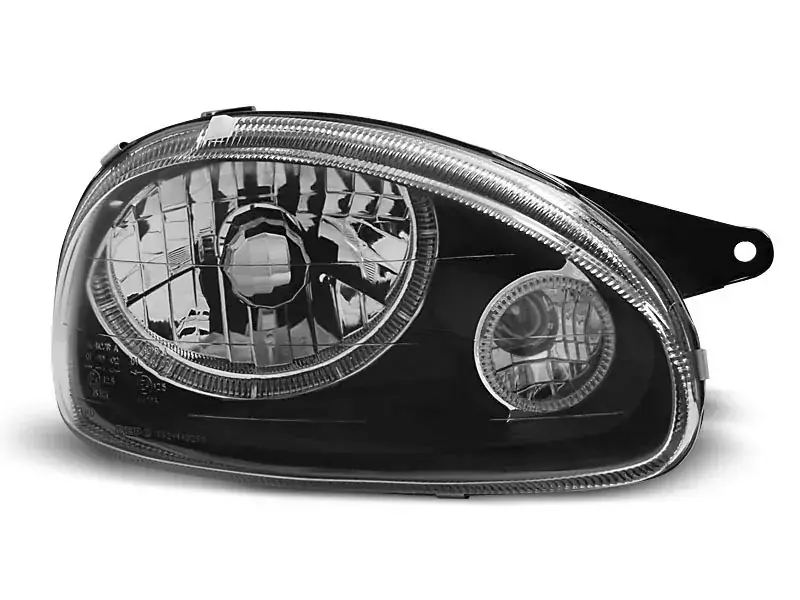 Scheinwerfer passend für Opel Corsa B 02.93-10.00 Engelsaugen Schwarz Expressversand
