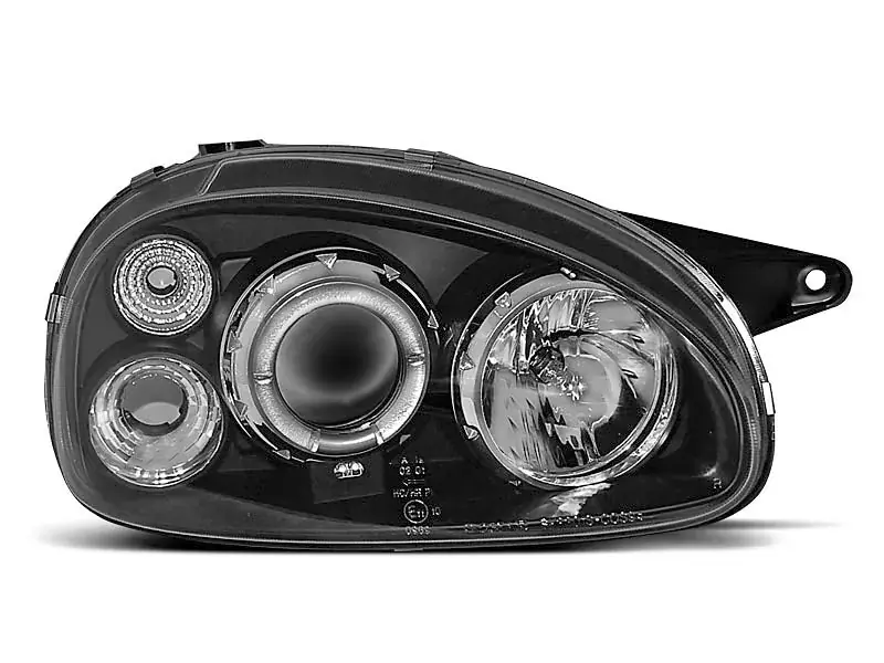 Nur Heute Scheinwerfer passend für Opel Corsa B 02.93–10.00 Engelsaugen Schwarz
