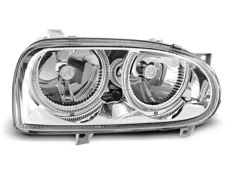 Geprüft Scheinwerfer Angel Eyes chrom passend für VW Golf 3 09.91–08.97