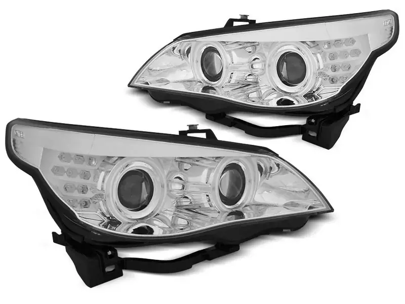 Scheinwerfer Angel Eyes CCFL Chrom LED-Blinker passend für BMW E60 E61 03-07 Top-Seller