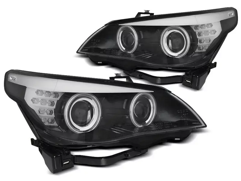 Sichere Zahlung Scheinwerfer Angel Eyes CCFL schwarz LED-Blinker passend für BMW E60 / E61 03–07