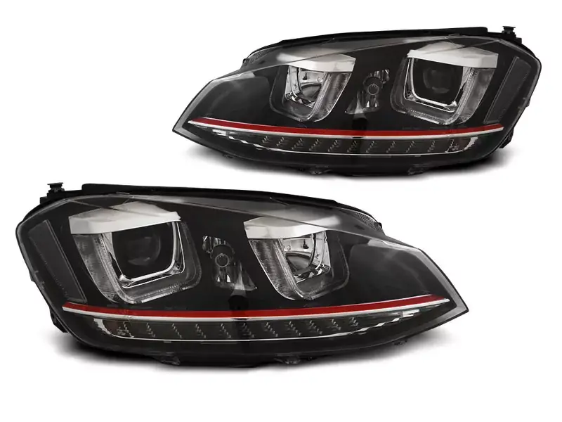 Finale Aktion Rdd Line U-LED Scheinwerfer schwarz mit dynamischem Blinker passend für VW Golf 7 (11/2012–2017)