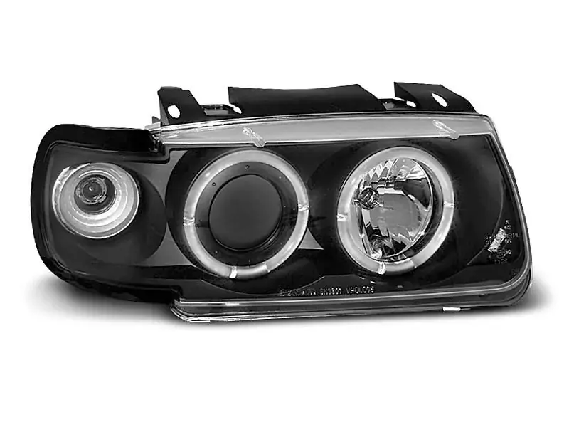 Schneller Versand Scheinwerfer Angel Eyes schwarz passend für VW Polo 6N 10.94–09.99