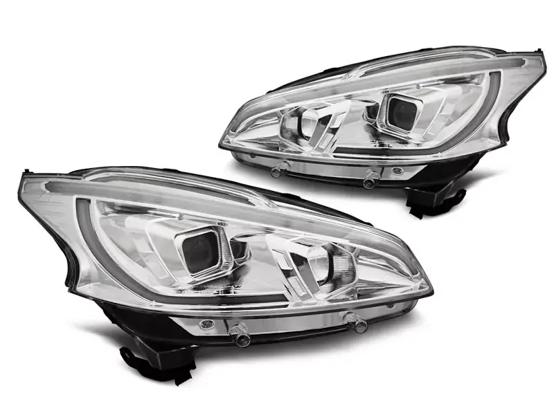 Billig Scheinwerfer passend für Peugeot 208 4.12–06.15 Röhrenlicht Chrom