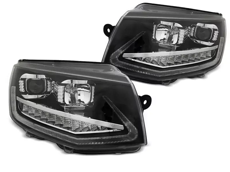 Scheinwerfer Röhrenlicht DRL schwarz dynamische Blinker passend für VW T6 15-19 Mega-Angebot