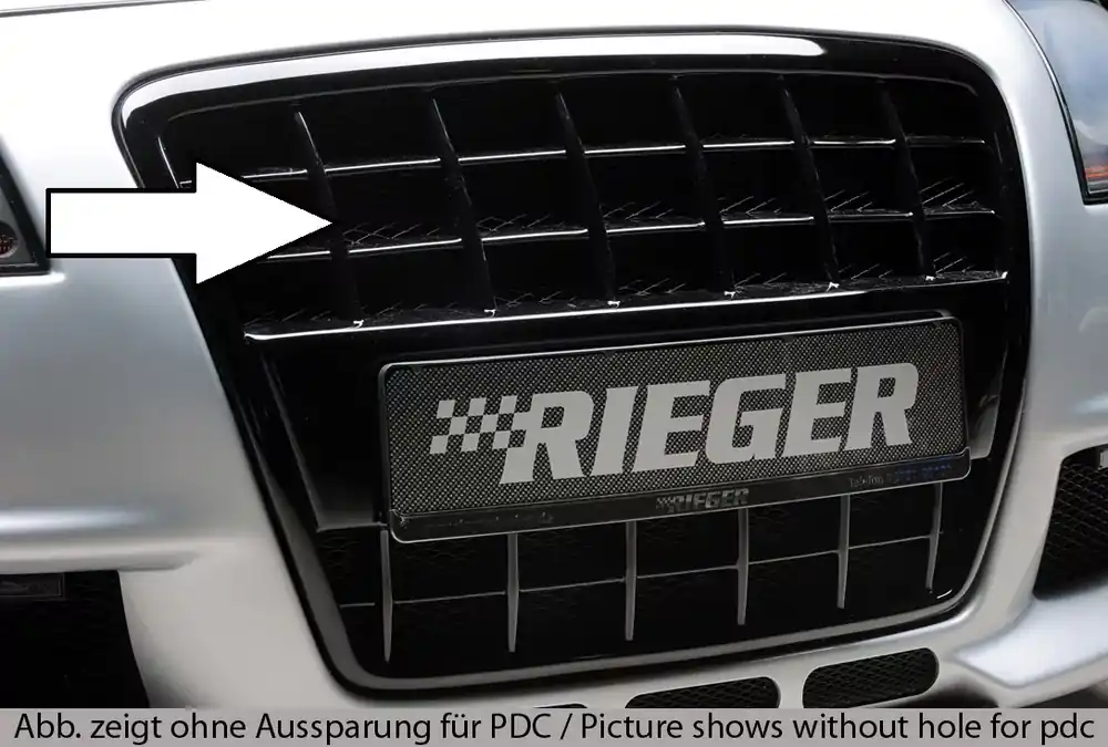 Geprüft Rieger Grill mit integrierter Kennzeichenauflage passend für Audi A4 (8H) Cabrio 04.02-12.05