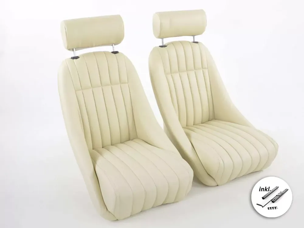Expressversand FK Oldtimersitze Set Montgomery Vollschalensitze im Retro-Look beige