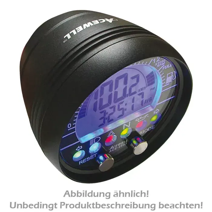 Multifunktionelles Digitalinstrument carbon-blau – universaler Einbau-Tacho mit Drehzahlmesser und Uhr Bestpreis