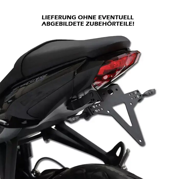 Solange Der Vorrat Reicht Kennzeichenhalter passend für Triumph Street Triple / Daytona 675R / 765 (13-20) verstellbar + Reflektorhalter