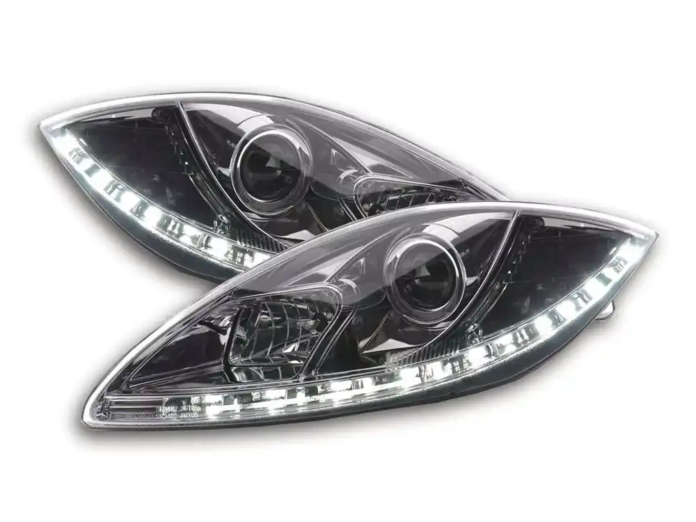 Scheinwerfer Set Daylight LED Tagfahrlicht passend für Seat Leon 1P chrom Neue Kollektion