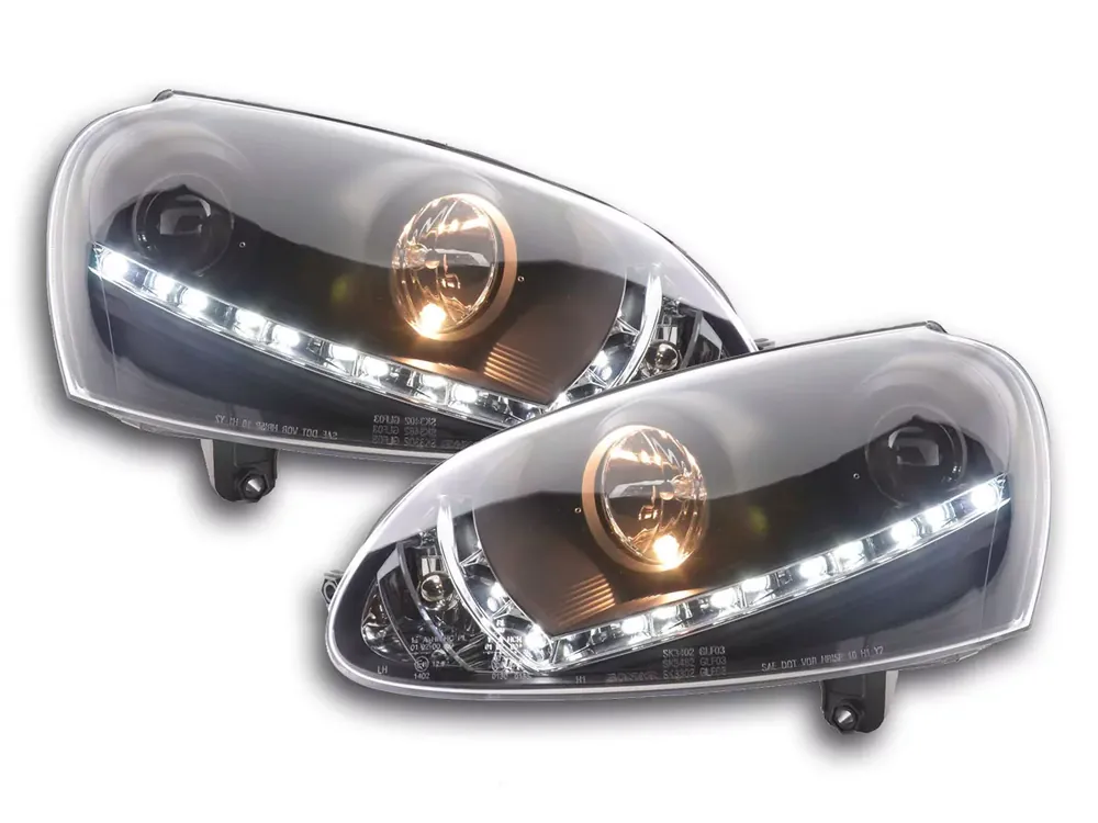 Beliebt Scheinwerfer Set Daylight LED Tagfahrlicht passend für VW Golf 5 03-08 schwarz