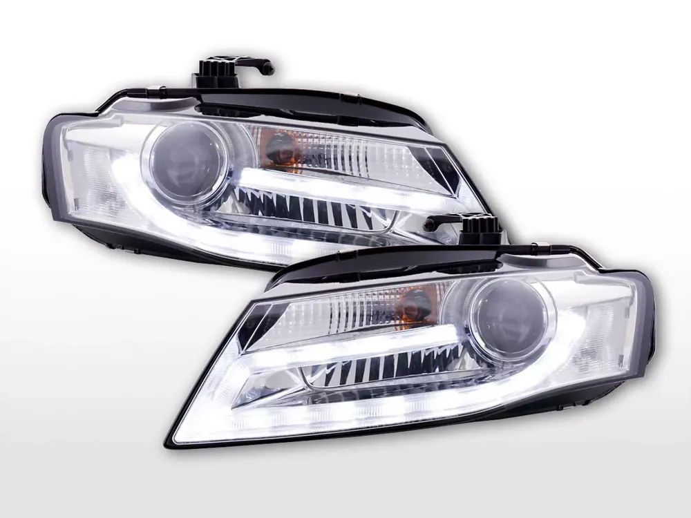 Scheinwerfer Set Daylight LED passend für Audi A4 ab 2008 chrom Preisreduziert