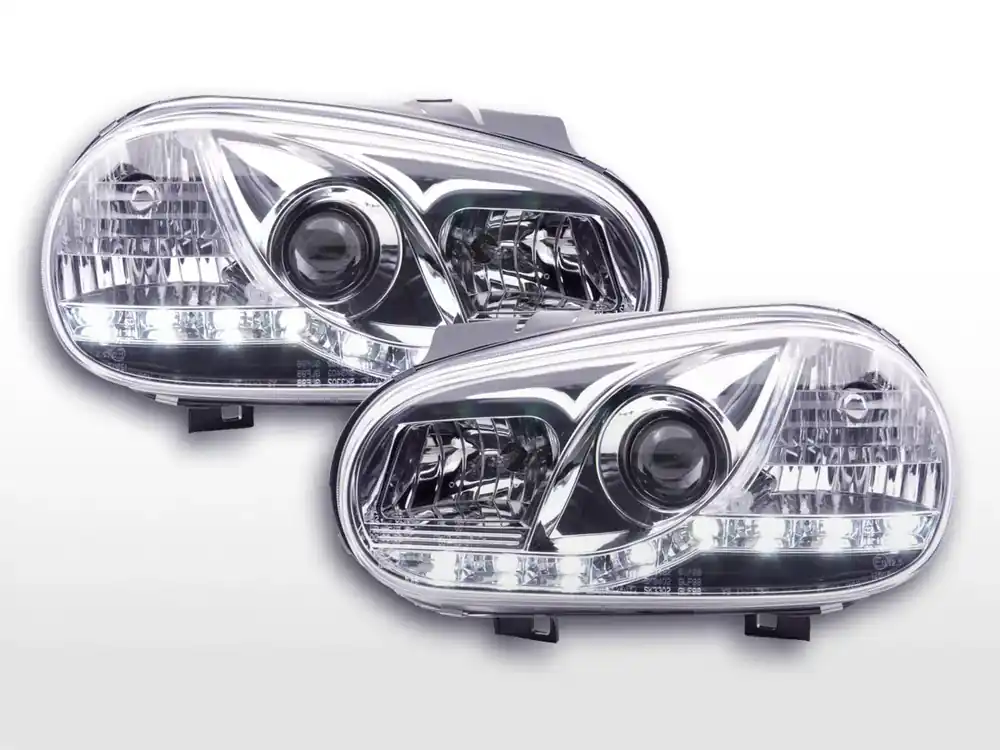 Neu Daylight LED Scheinwerfer Set chrom passend für VW Golf 4 97-03