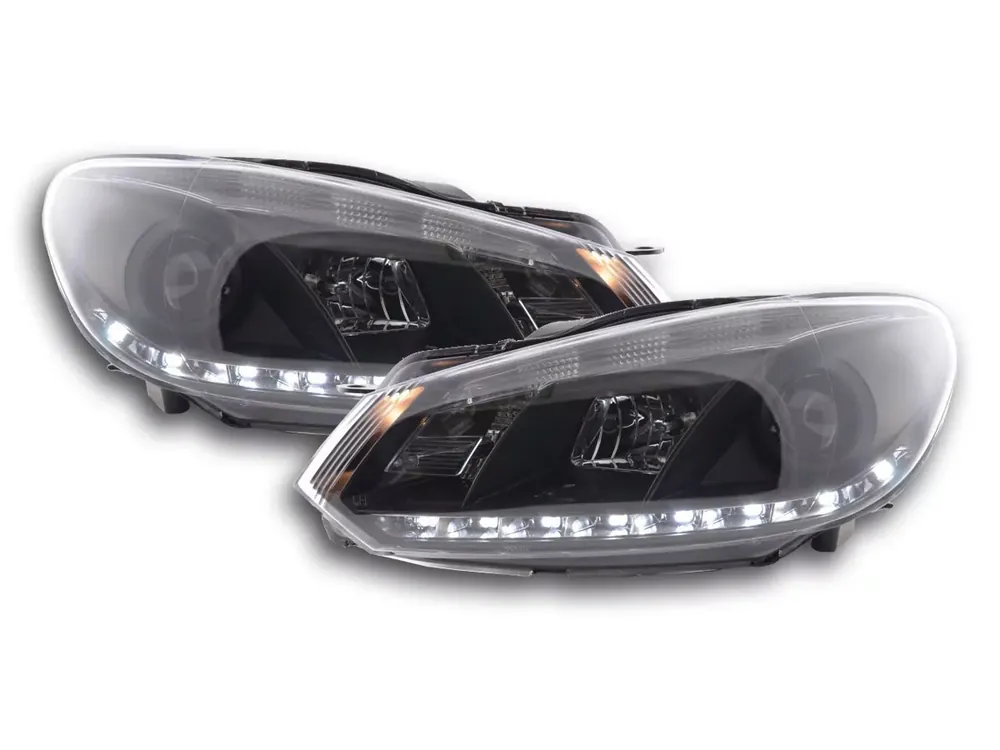 Sonderaktion Scheinwerfer Set Daylight LED Tagfahrlicht schwarz passend für VW Golf 6 (Rechtslenker)