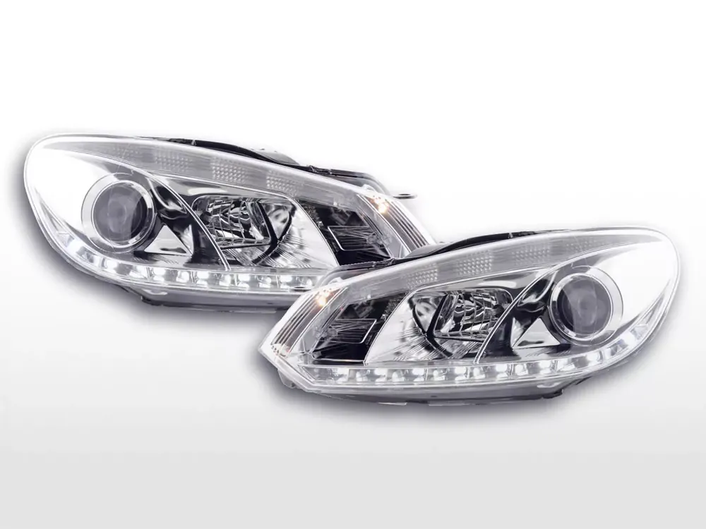 Scheinwerfer Set Daylight LED chrom passend für VW Golf 6 ab 2008 Rechtslenker Neue Ware