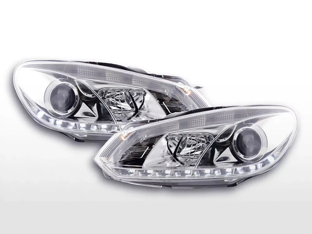 Scheinwerfer Set Daylight LED passend für VW Golf 6 chrom Rechtslenker Meistverkauft