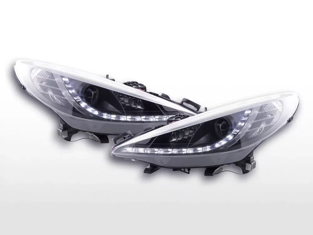 Sichere Zahlung Scheinwerfer Set Daylight LED Tagfahrlicht passend für Peugeot 207 (Rechtslenker, schwarz)
