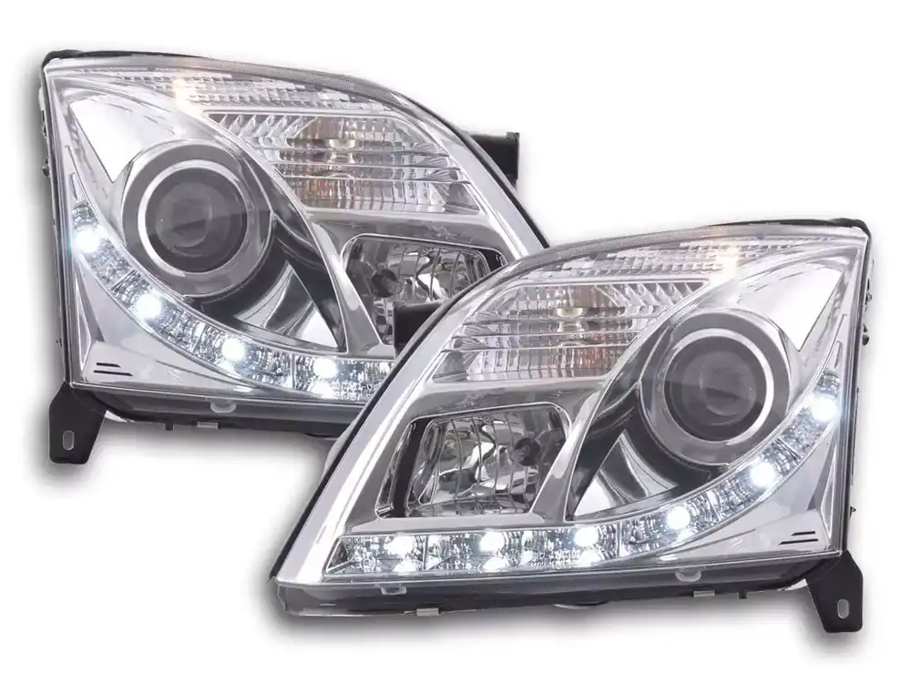Schneller Versand Scheinwerfer Set Daylight LED Tagfahrlicht chrom passend für Opel Vectra C 2002-2005