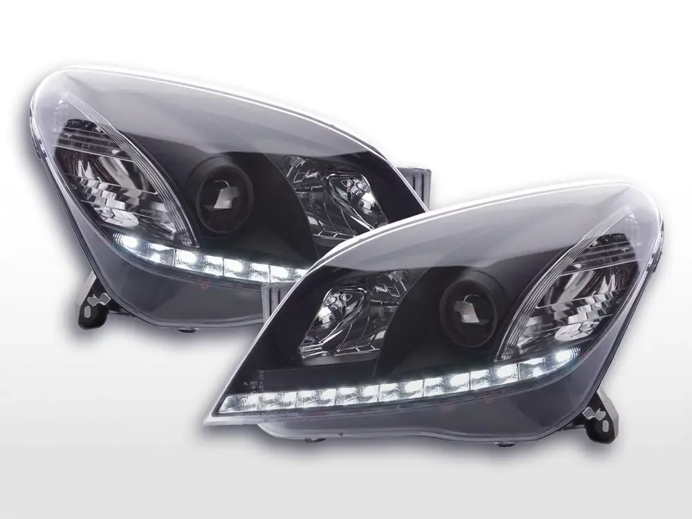 Scheinwerfer Set Daylight LED Tagfahrlicht passend für Opel Astra H 2004–2009 schwarz Neue Ware