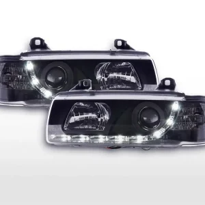 Daylight LED Scheinwerfer Set passend für BMW 3er E36 Coupe/Cabrio 92-98 schwarz für Rechtslenker Nur Heute