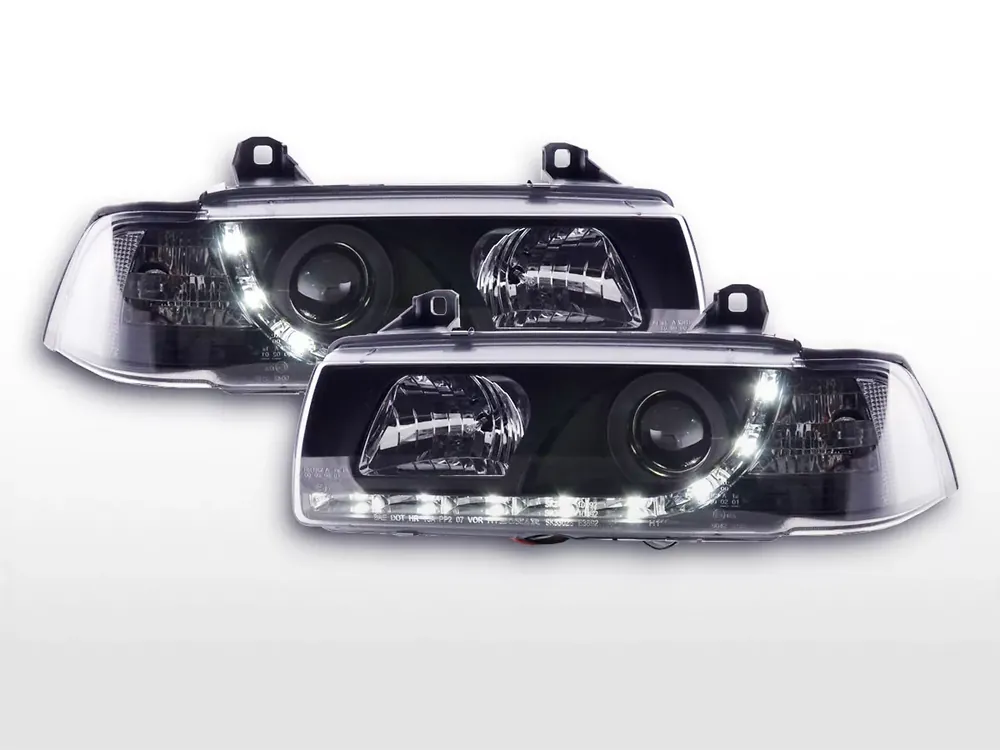 Daylight LED Scheinwerfer Set passend für BMW 3er E36 Coupe/Cabrio 92-98 schwarz für Rechtslenker Nur Heute