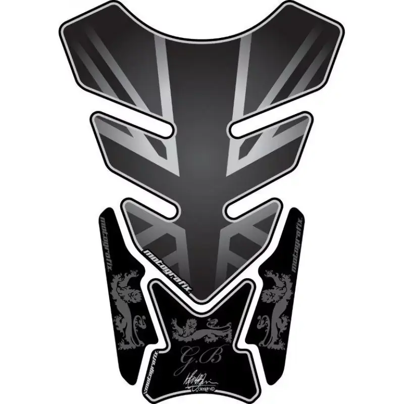 Letzte Chance Motografix Union Jack Silber 3D Gel Tank Pad Protector ST087KS