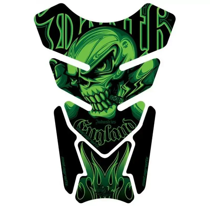 Echt Motografix Death Skull Green 3D Gel Tankpad Protector