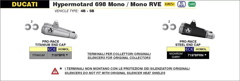Billig ARROW PRO-RACE Titan Endschalldämpfer passend für Ducati Hypermotard 698 MONO (ab 2024)