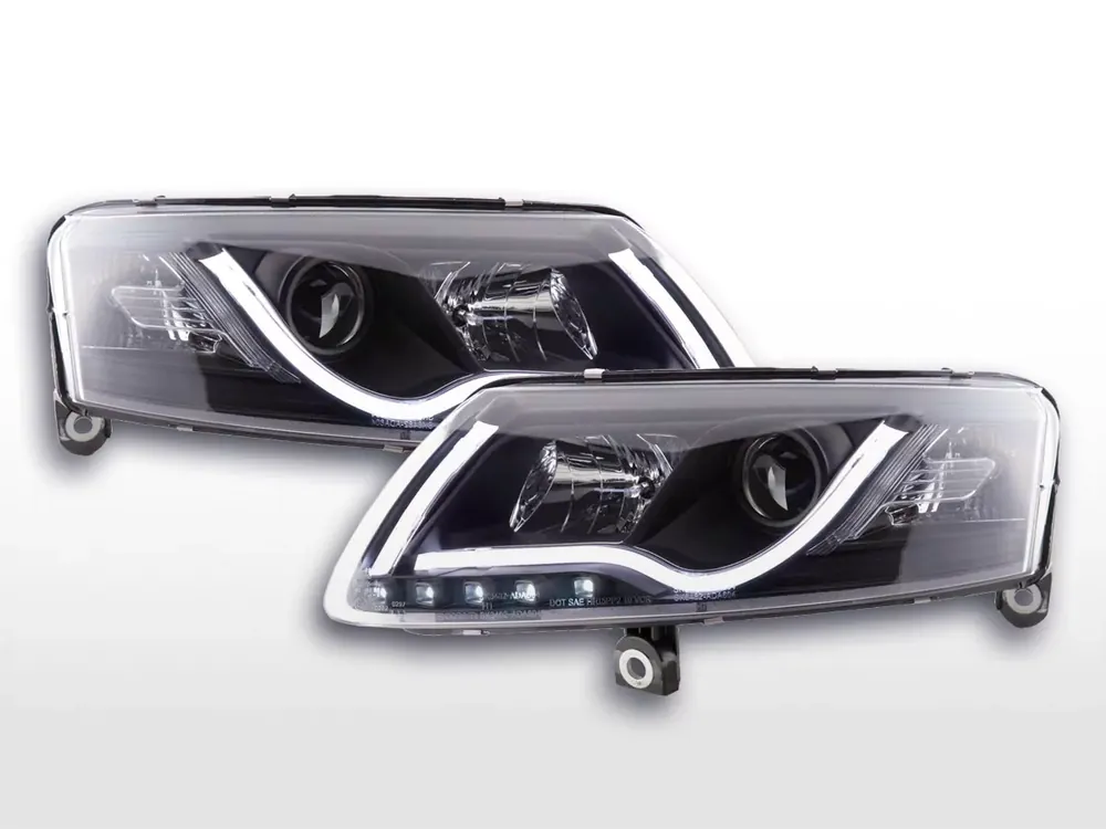 Scheinwerfer Set Daylight LED Tagfahrlicht passend für Audi A6 4F 04-08 schwarz Sichere Zahlung