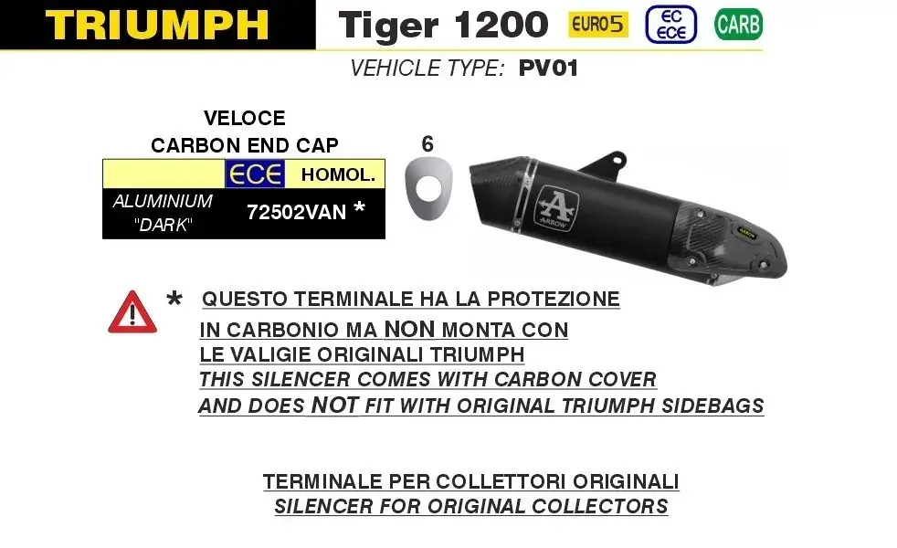Heißes Angebot Arrow VELOCE Endschalldämpfer passend für Triumph Tiger 1200 22-23