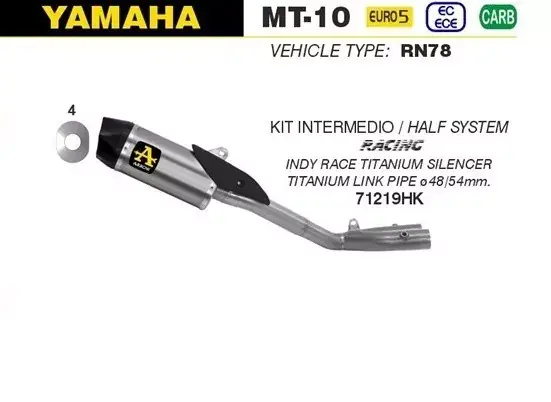 Arrow Indy-Race Titan Endschalldämpfer passend für Yamaha MT-10 2022 Aktuell