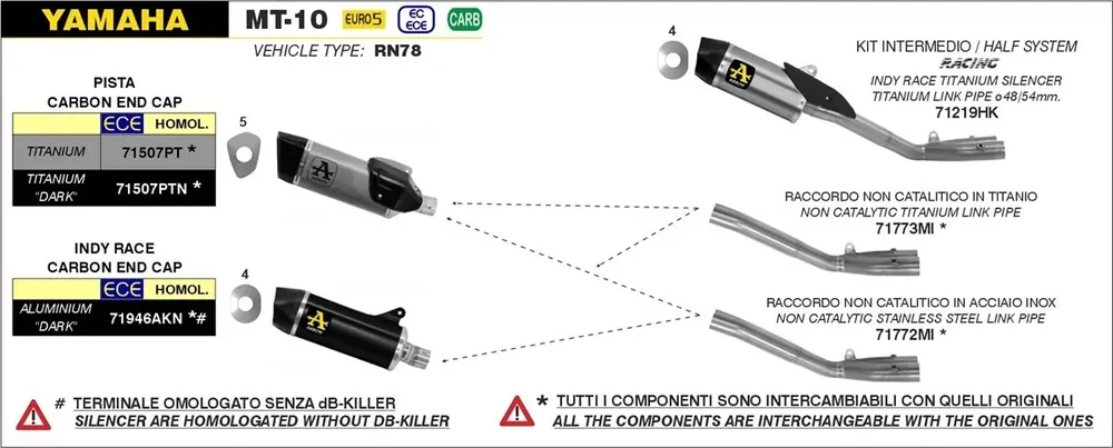 Arrow Katersatzrohr Edelstahl 2in1 passend für Yamaha MT-10 2022 Mega-Angebot